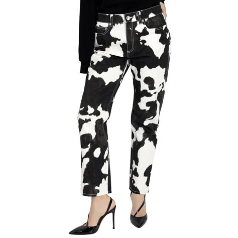 Burberry Straight Fit Cow Print Jeans in Black 